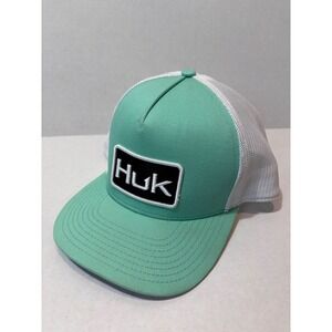 Huk Men's Snapback Trucker Hat OS Mint Green White Mesh Performance Cap
